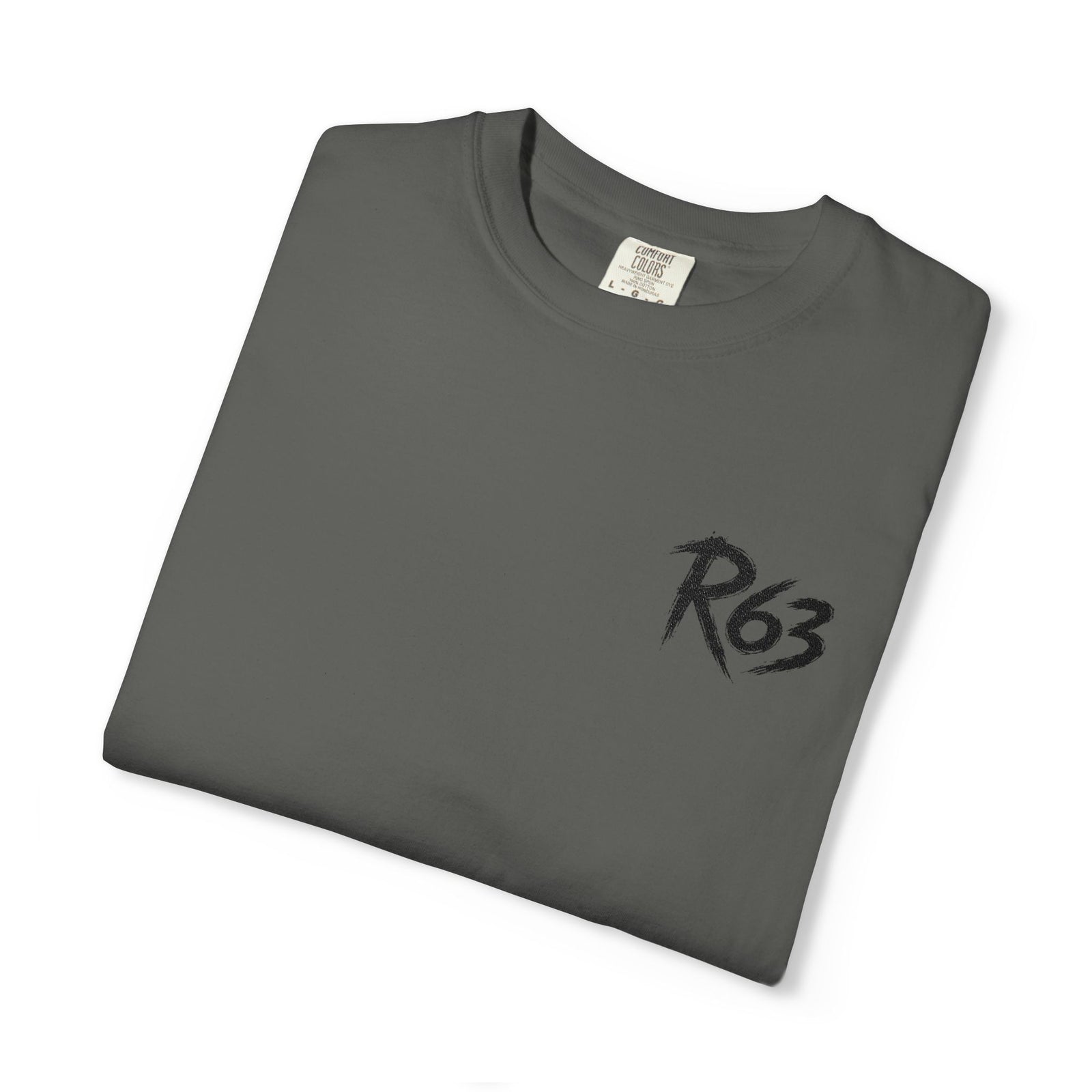 R63 Minimal Logo T-Shirt — Streetwear Graphic Tee with Sleeve Emblem