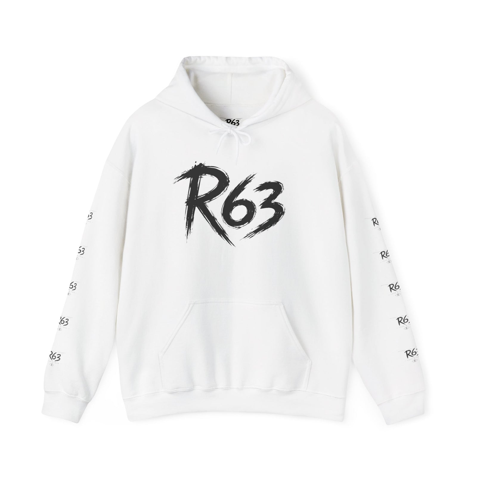 R63 Graphic Hoodie — Reflective Souls Back Print, Sleeve Logo Streetwear