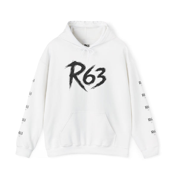 R63 Graphic Hoodie — Reflective Souls Back Print, Sleeve Logo Streetwear