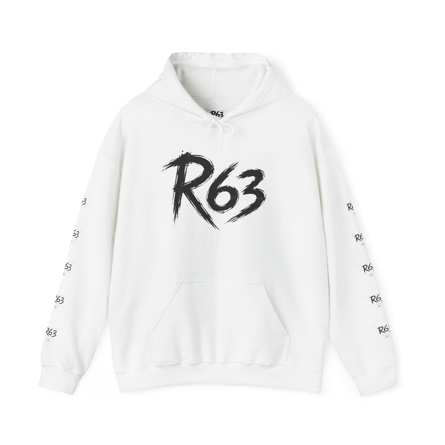 R63 Graphic Hoodie — Reflective Souls Back Print, Sleeve Logo Streetwear