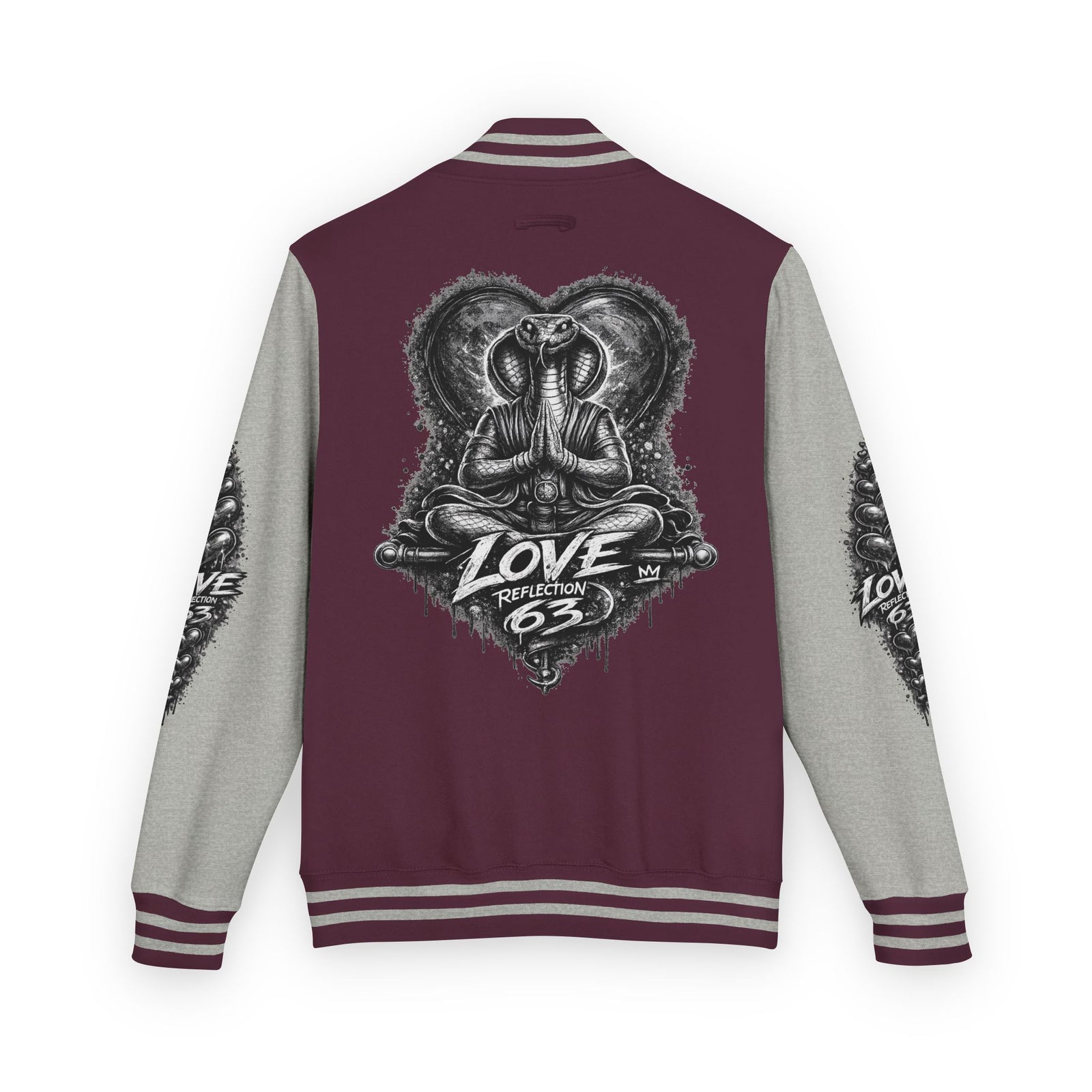 Letterman Jacket — Retro 'Love Reflection 63' Snake Heart Embroidered Design