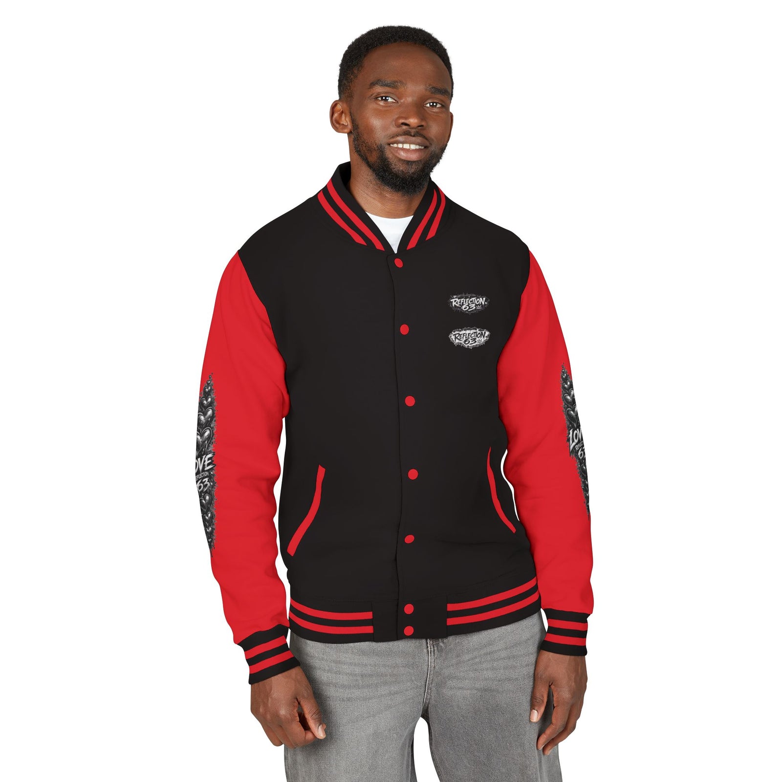 Letterman Jacket — Retro 'Love Reflection 63' Snake Heart Embroidered Design