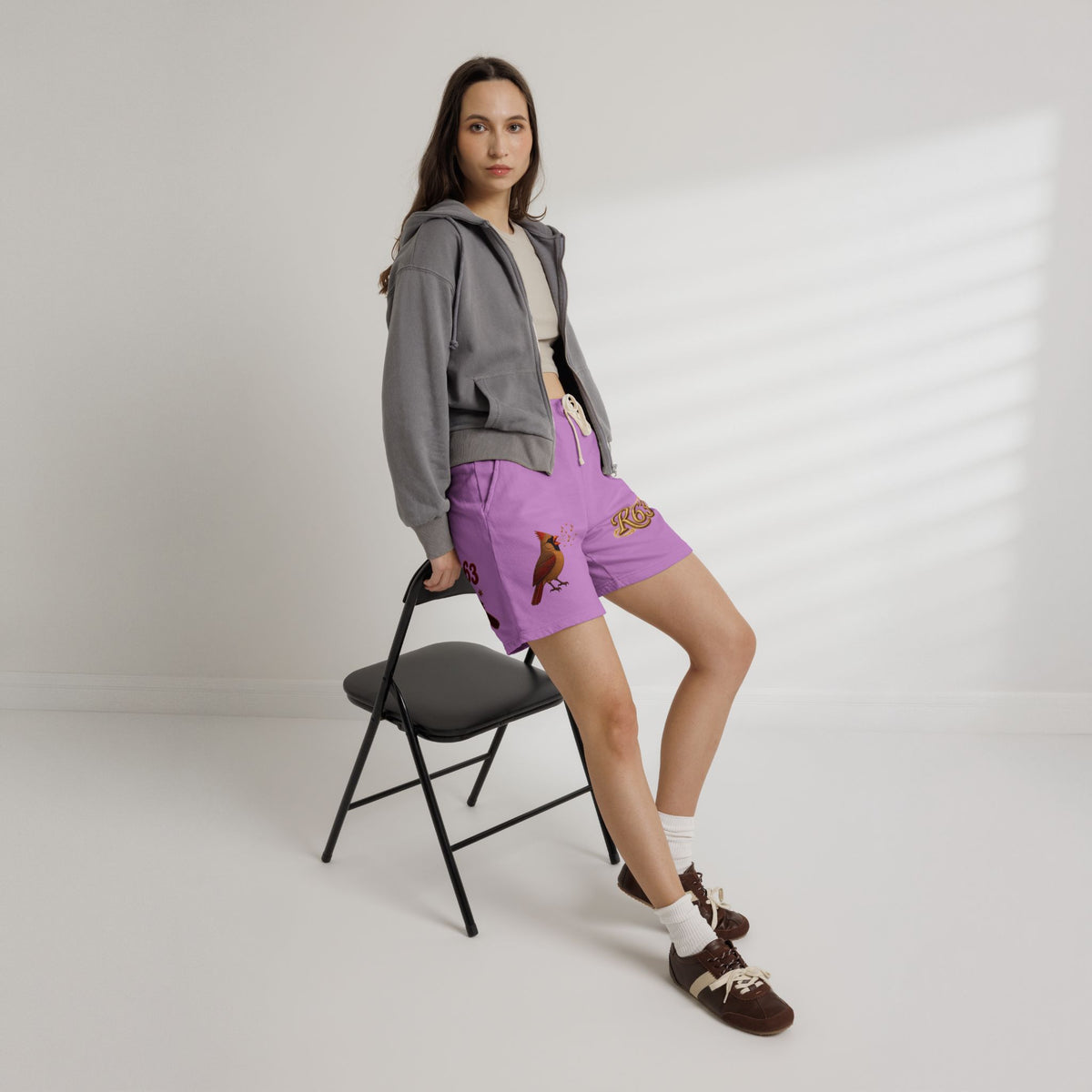 Cardinal '63 Fleece Sweat Shorts — Vintage Bird Graphic Lightweight Lounge Shorts