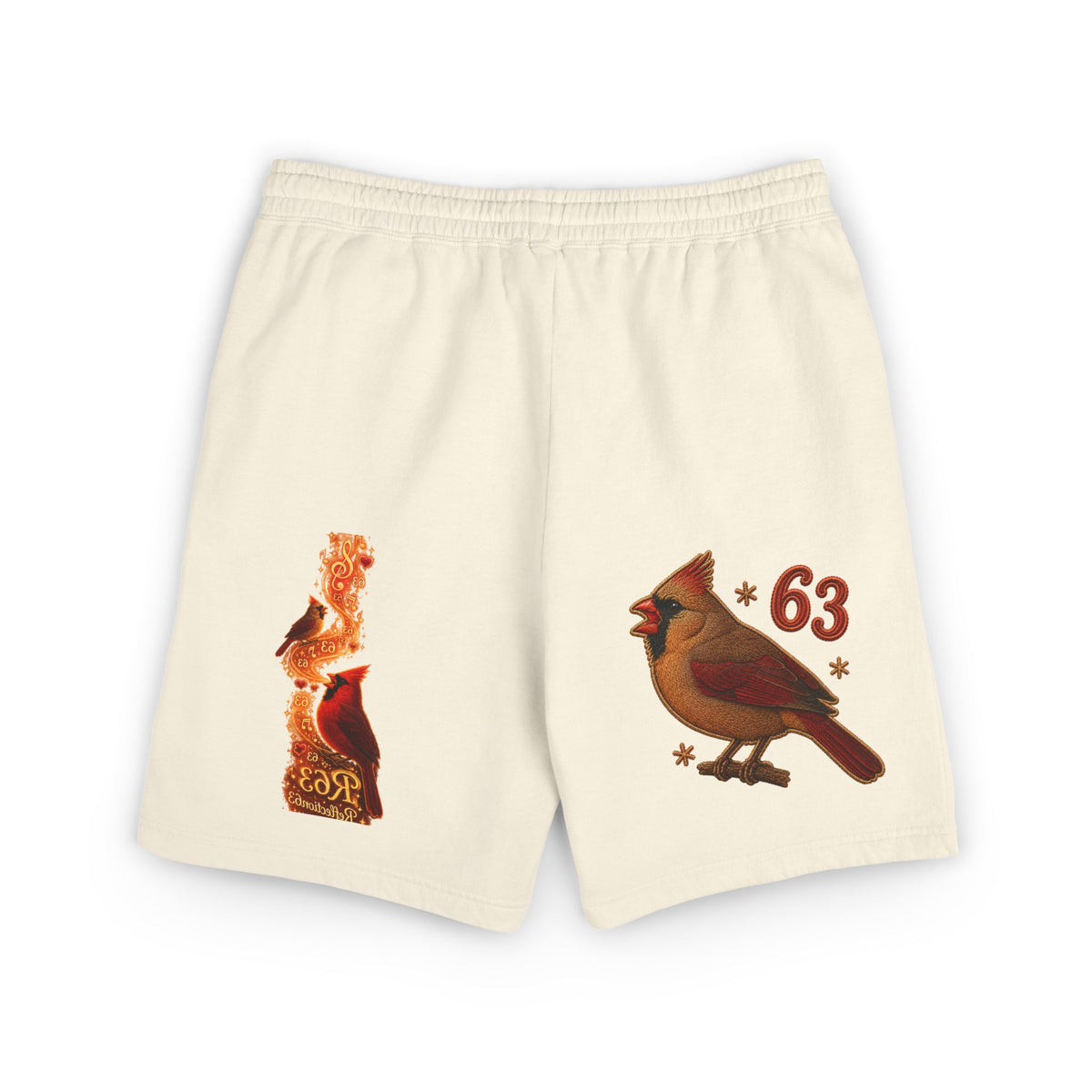 Cardinal '63 Fleece Sweat Shorts — Vintage Bird Graphic Lightweight Lounge Shorts