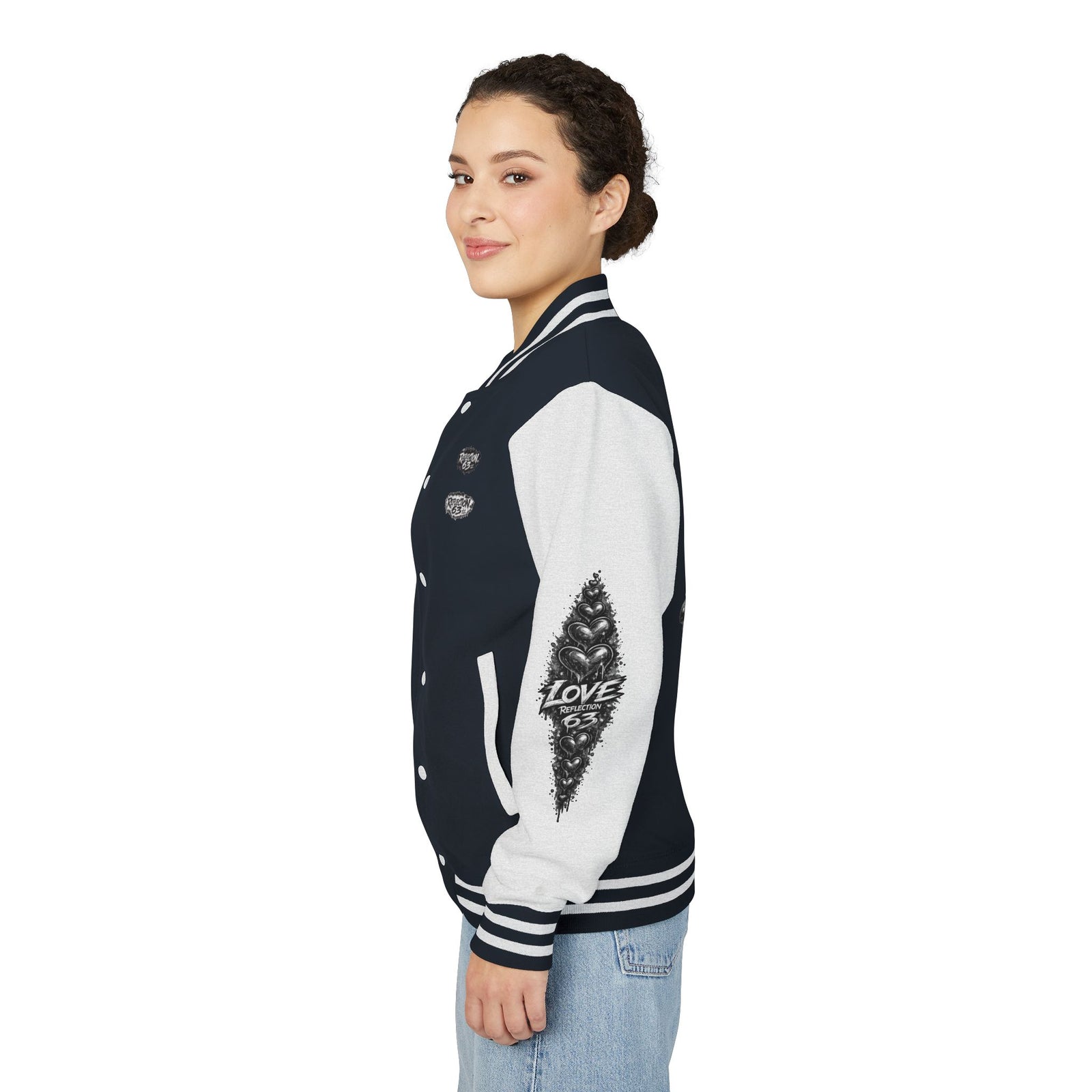 Letterman Jacket — Retro 'Love Reflection 63' Snake Heart Embroidered Design