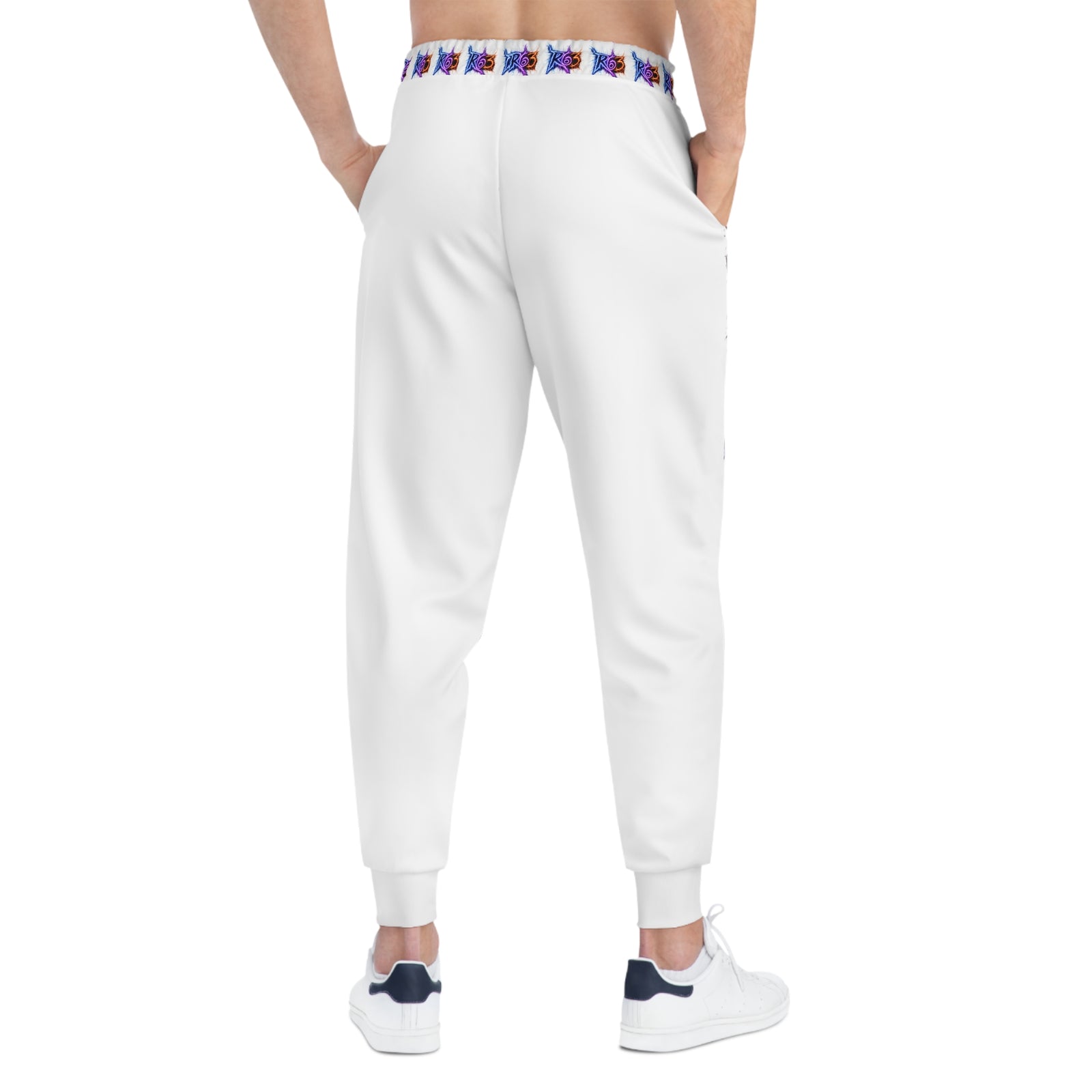 R63 Lightning Graphic Joggers — White All-Over Print Athletic Pants
