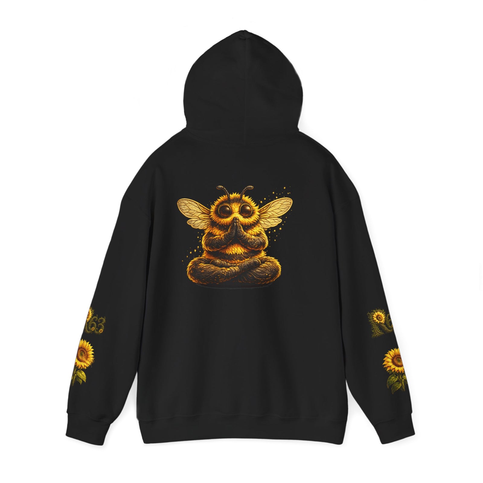 Sunflower Bee Hoodie — R63 Logo Graphic Hooded Sweatshirt