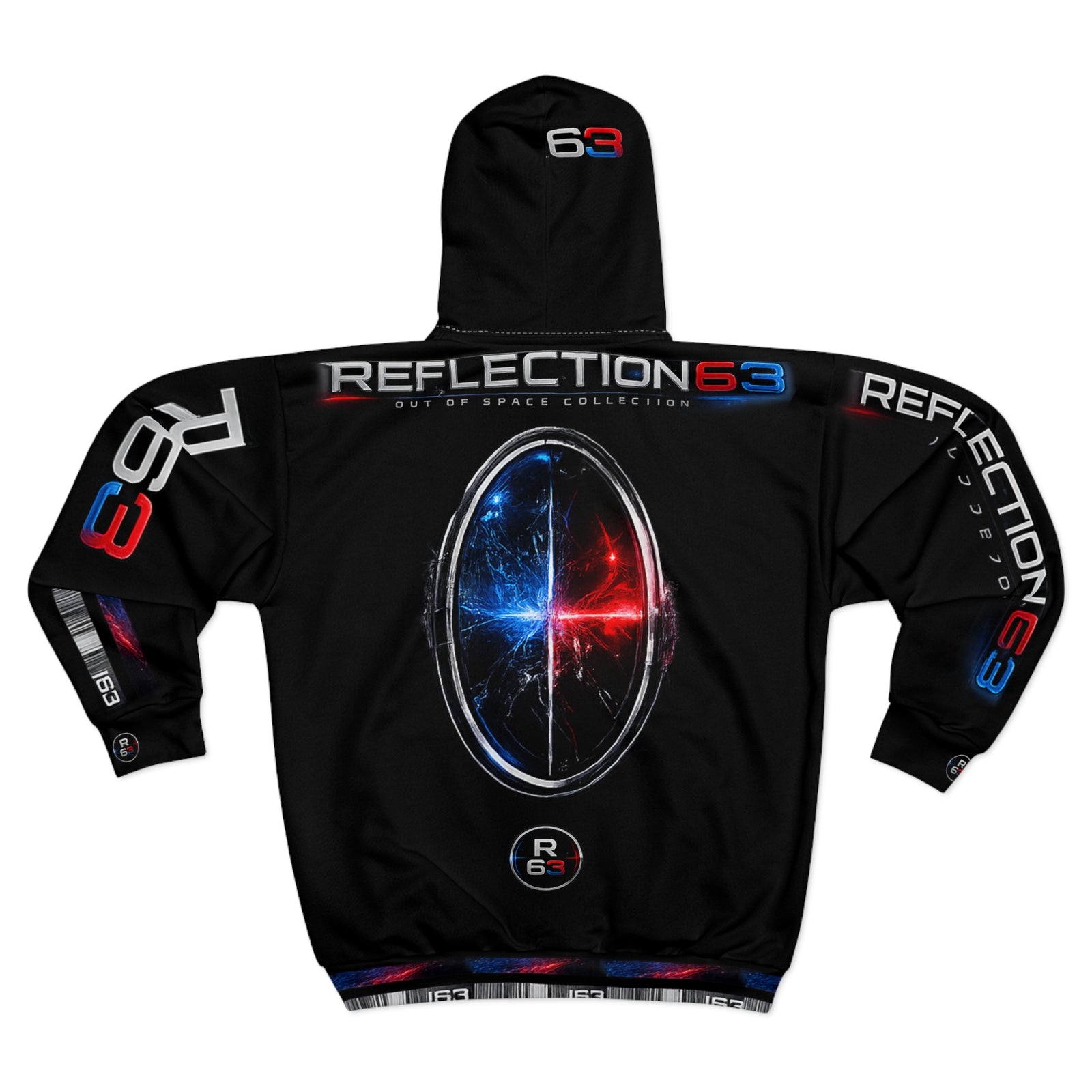 Reflection63 Space Logo Zip Hoodie — Sci‑Fi Graphic Full‑Zip Hoodie
