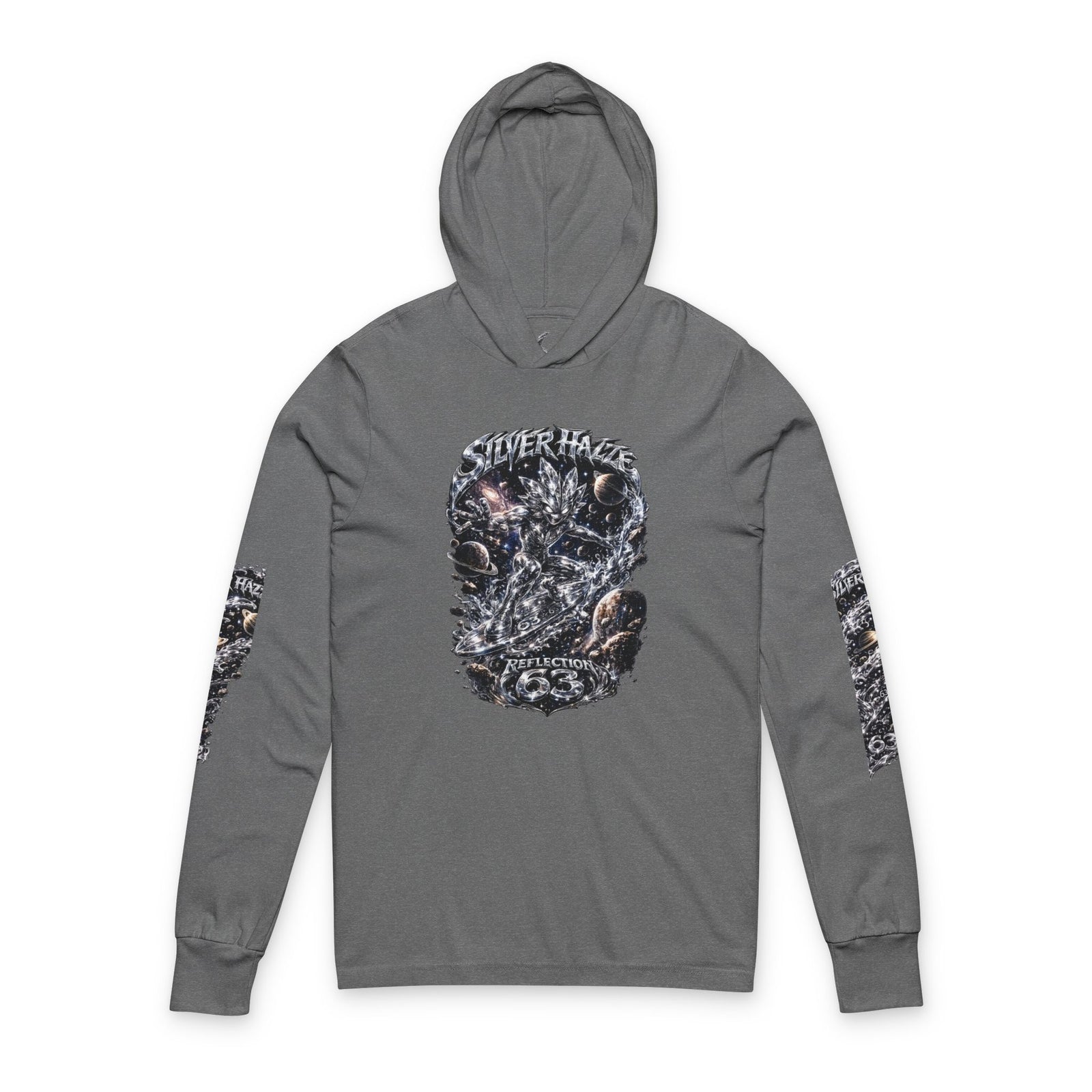 Skull Reflection Hooded Long Sleeve Tee — Gothic Graphic Hooded Shirt
