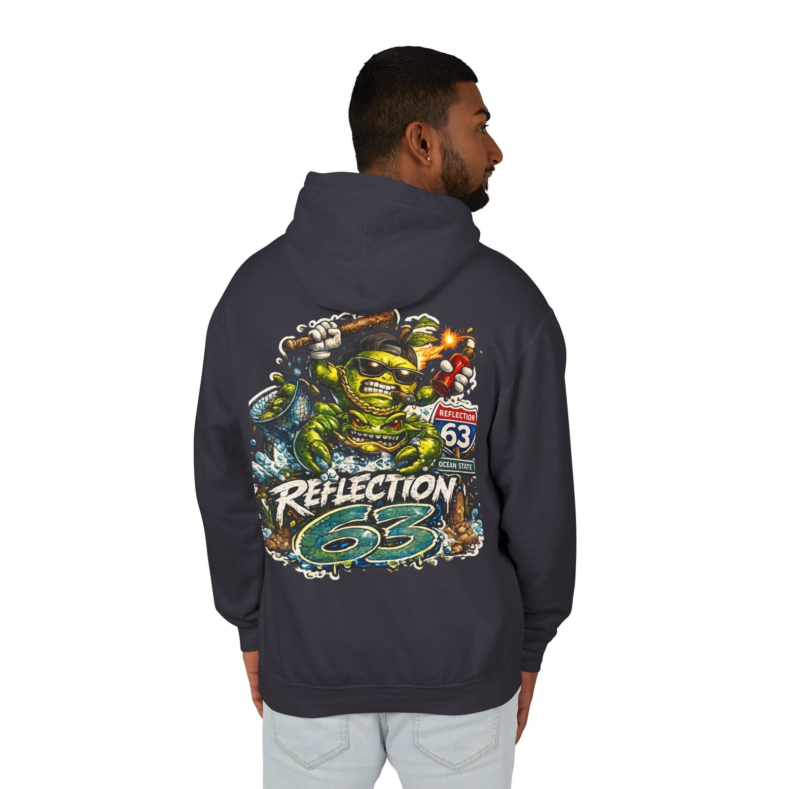 Reflection 63 Ocean State Hoodie — Vintage Surf Monster Graphic Hooded Sweatshirt
