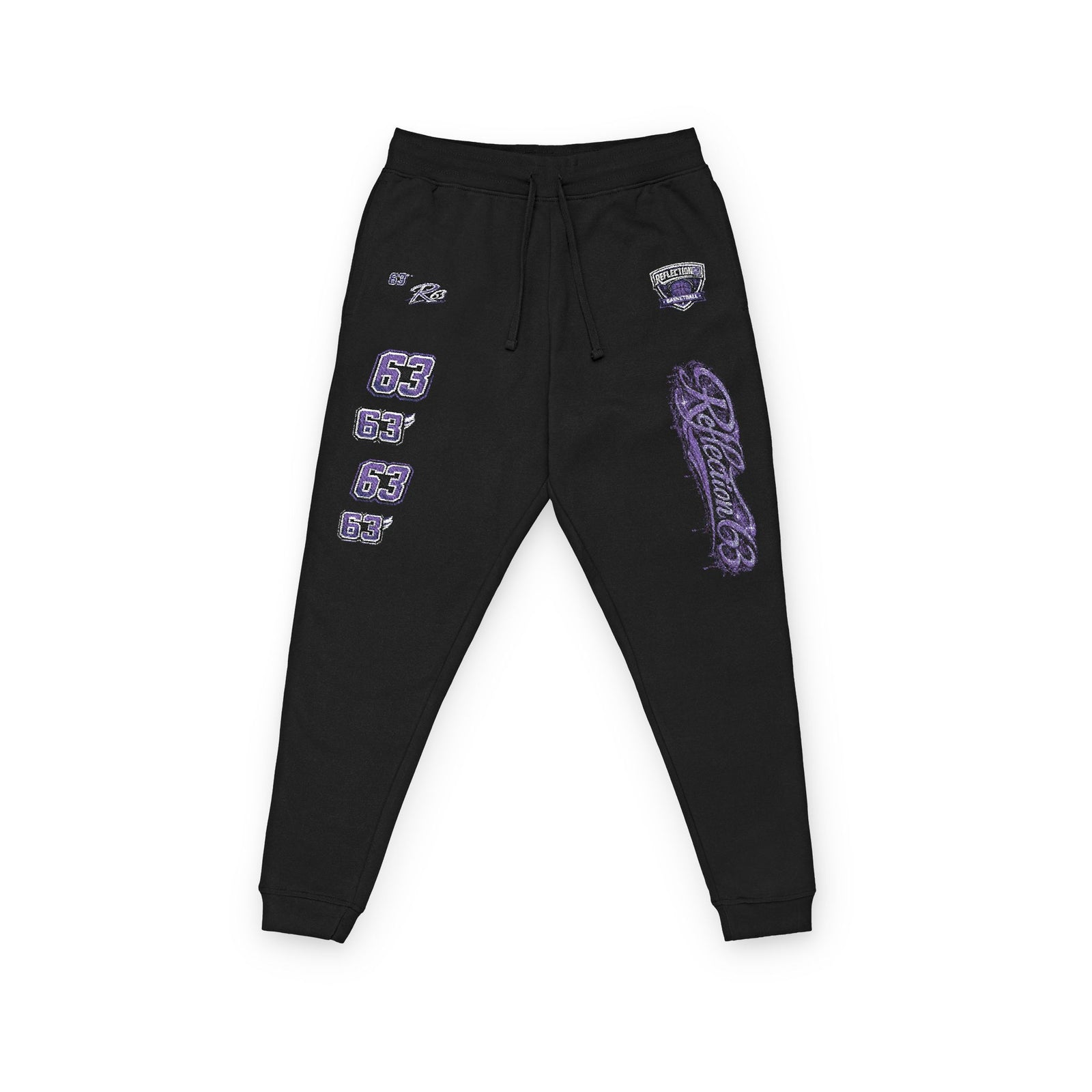 Embroidered Purple Crystal Joggers — Casual Fleece Sweatpants