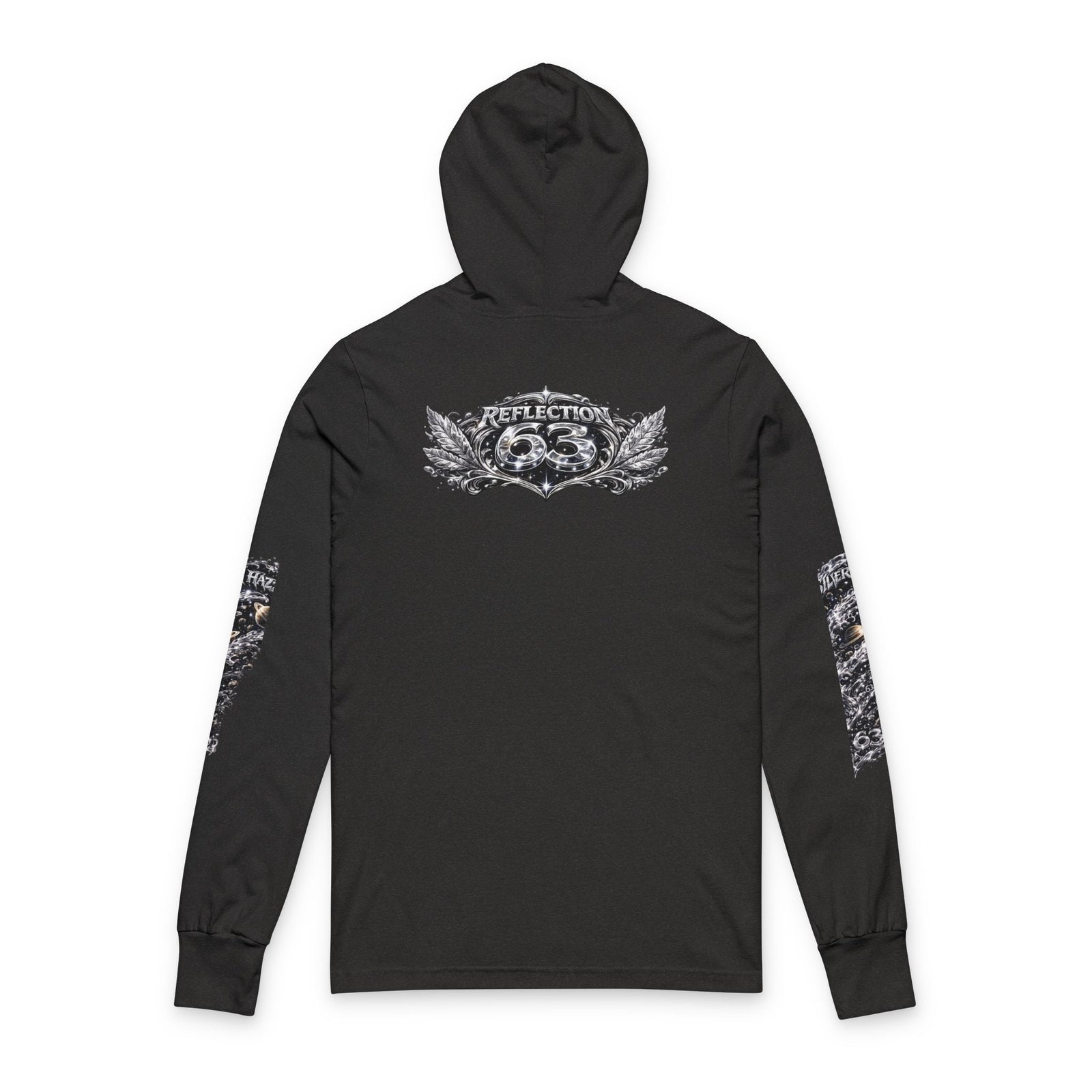 Skull Reflection Hooded Long Sleeve Tee — Gothic Graphic Hooded Shirt