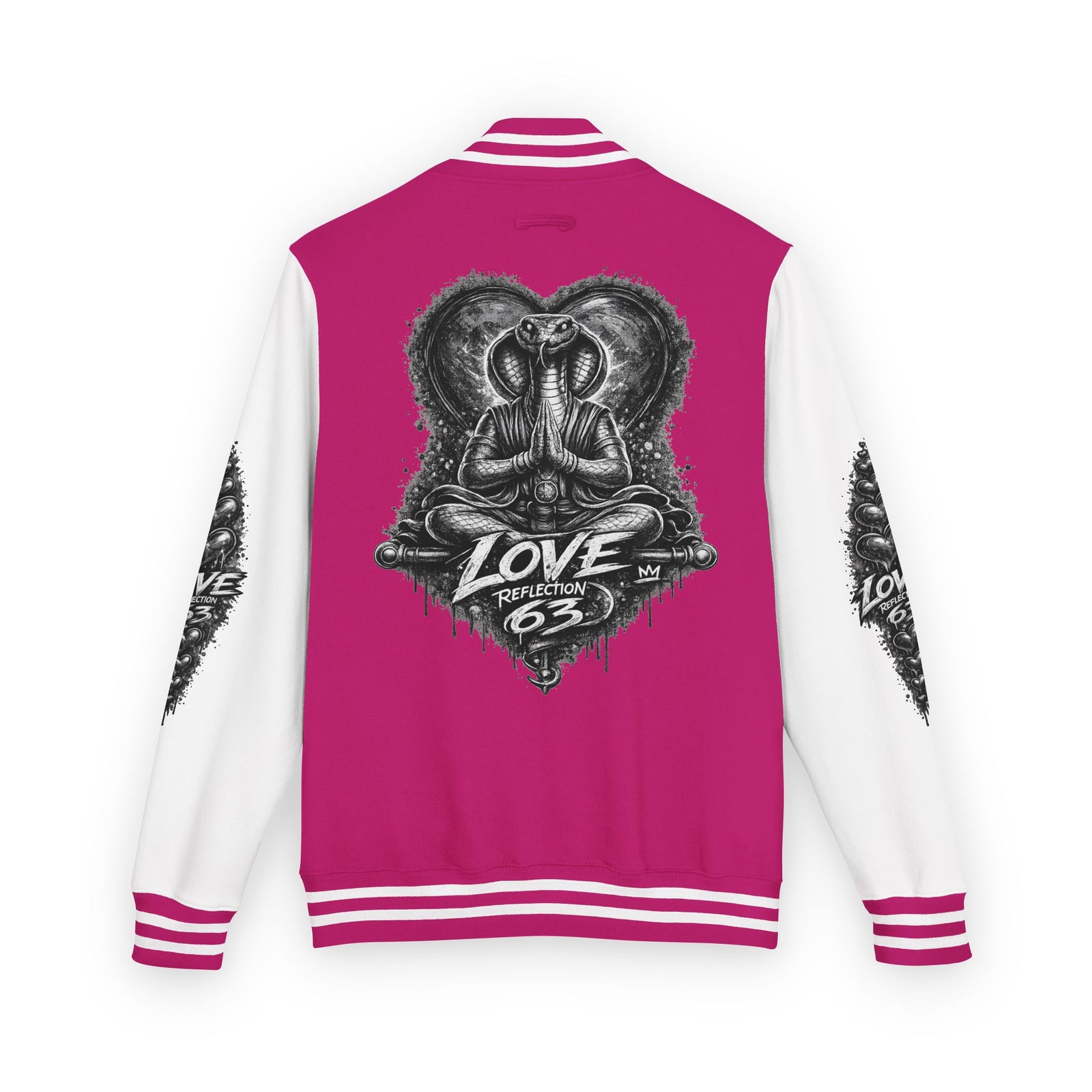 Letterman Jacket — Retro 'Love Reflection 63' Snake Heart Embroidered Design