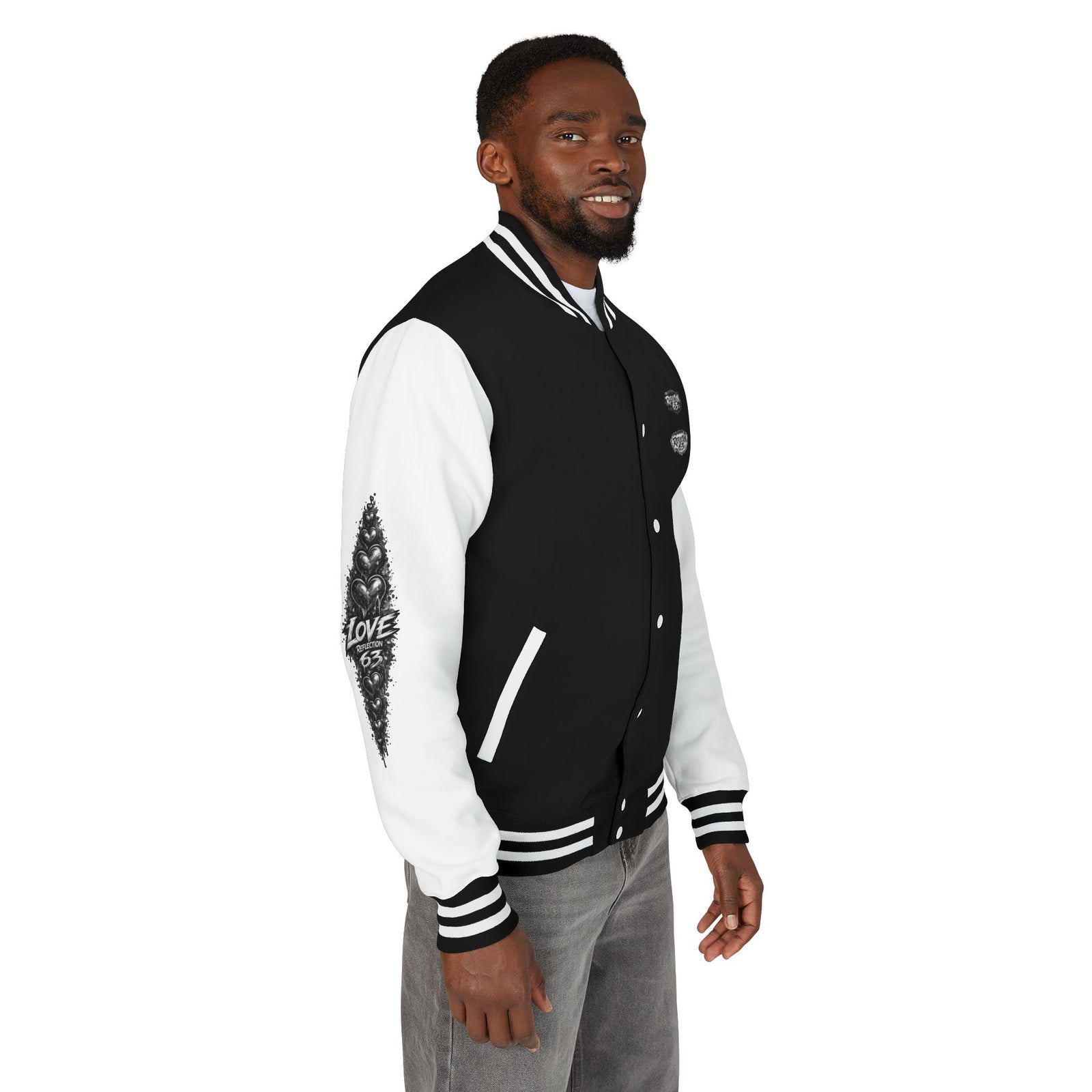 Letterman Jacket — Retro 'Love Reflection 63' Snake Heart Embroidered Design