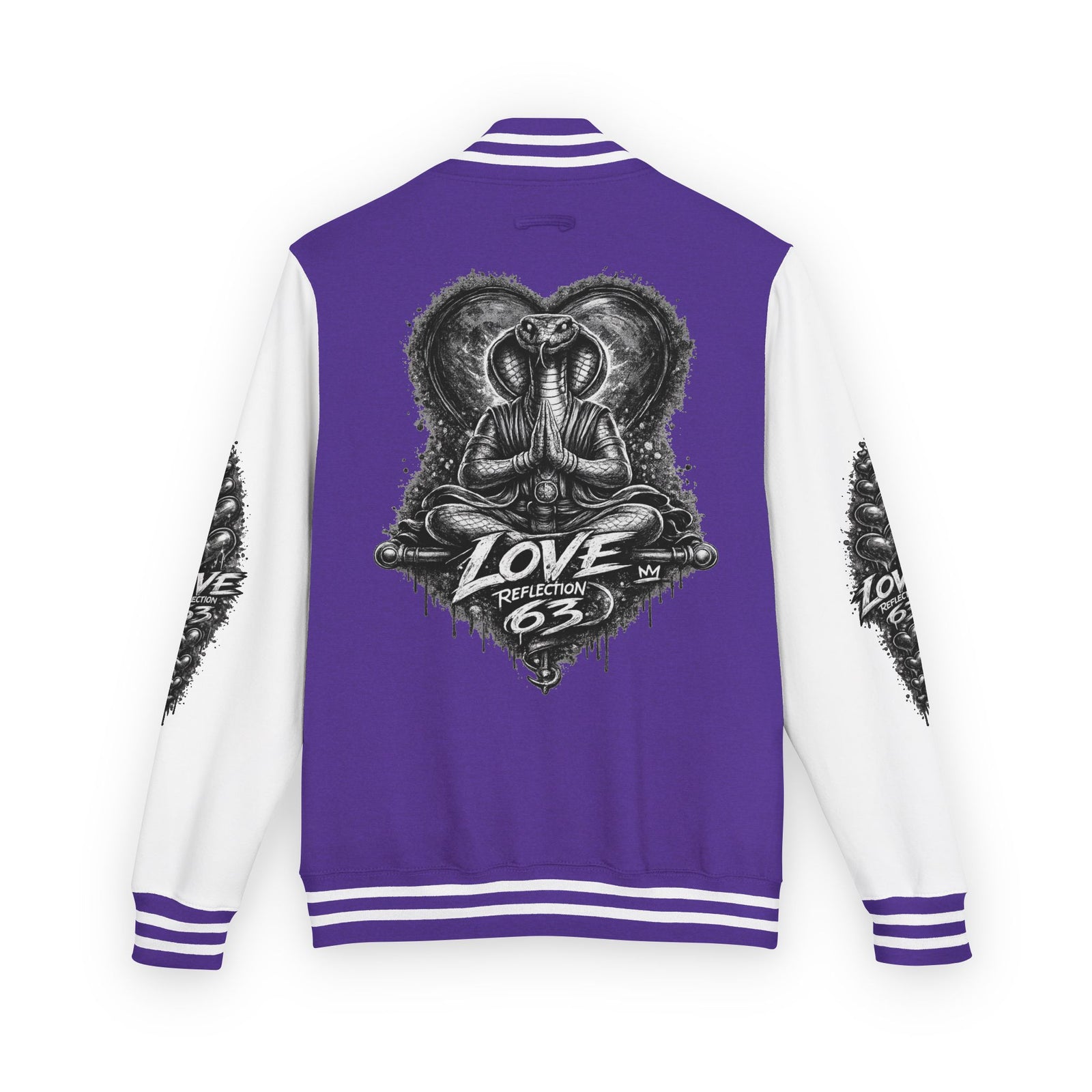 Letterman Jacket — Retro 'Love Reflection 63' Snake Heart Embroidered Design