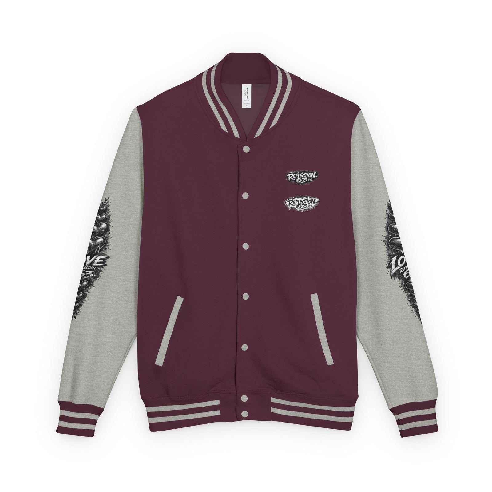 Letterman Jacket — Retro 'Love Reflection 63' Snake Heart Embroidered Design