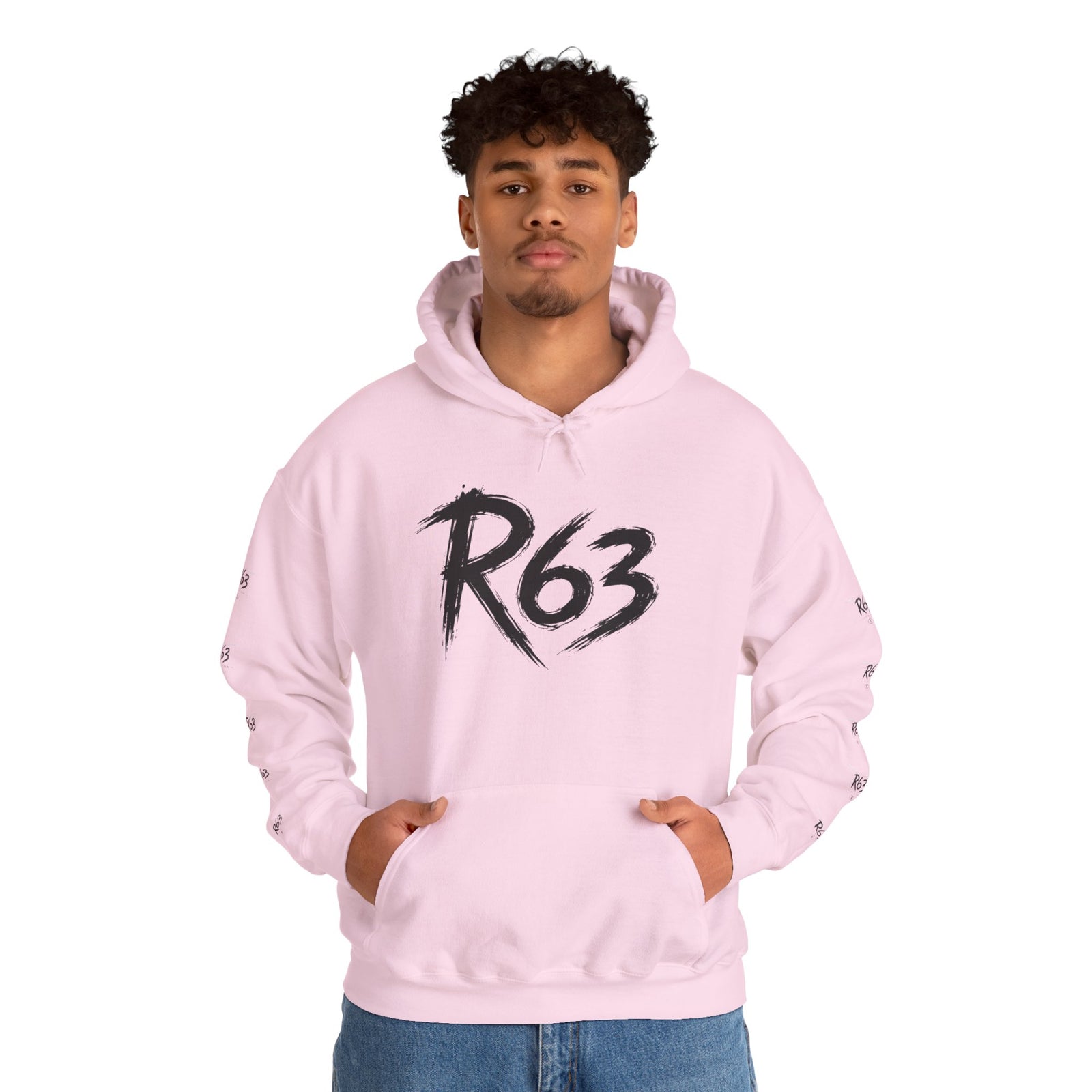 R63 Graphic Hoodie — Reflective Souls Back Print, Sleeve Logo Streetwear