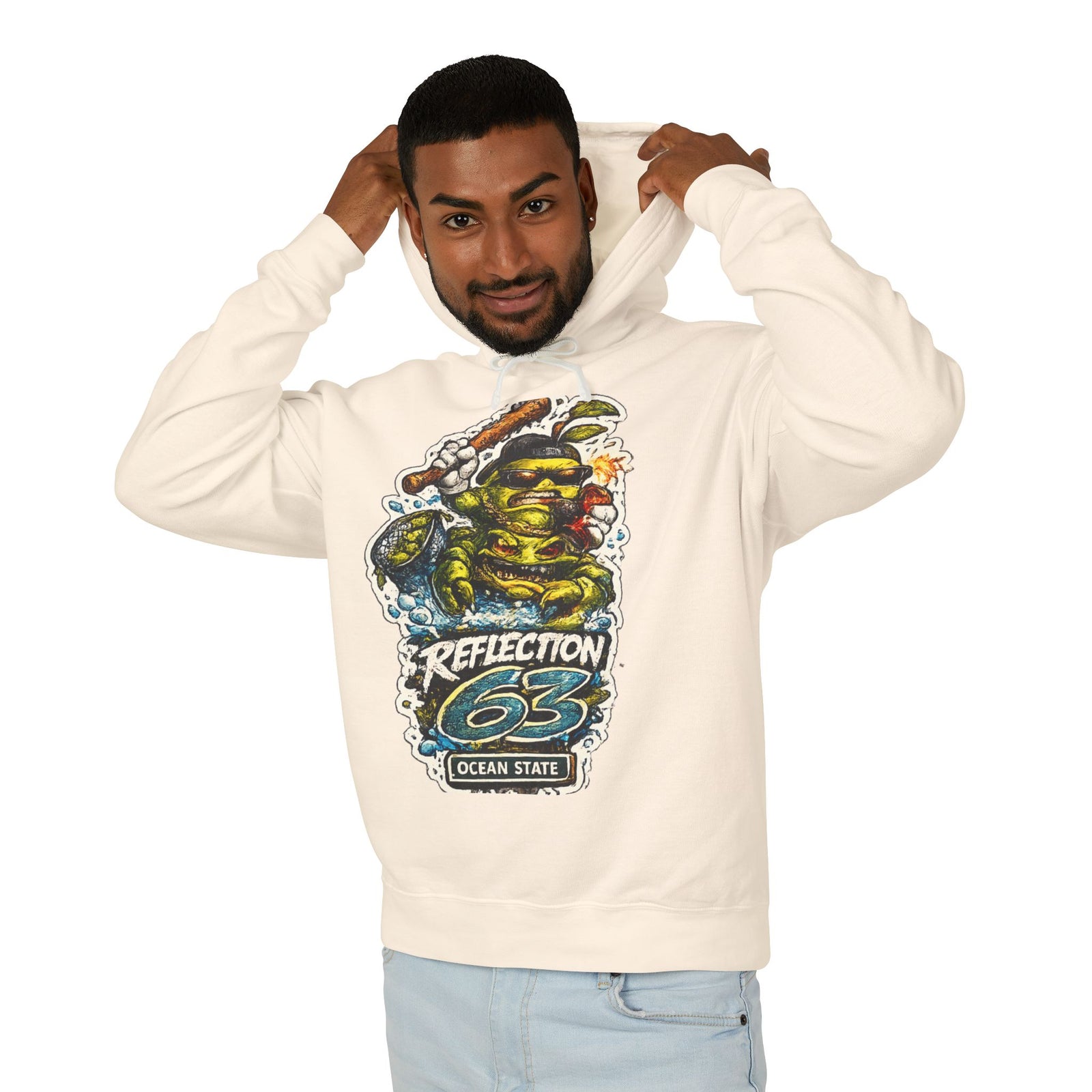 Reflection 63 Ocean State Hoodie — Vintage Surf Monster Graphic Hooded Sweatshirt