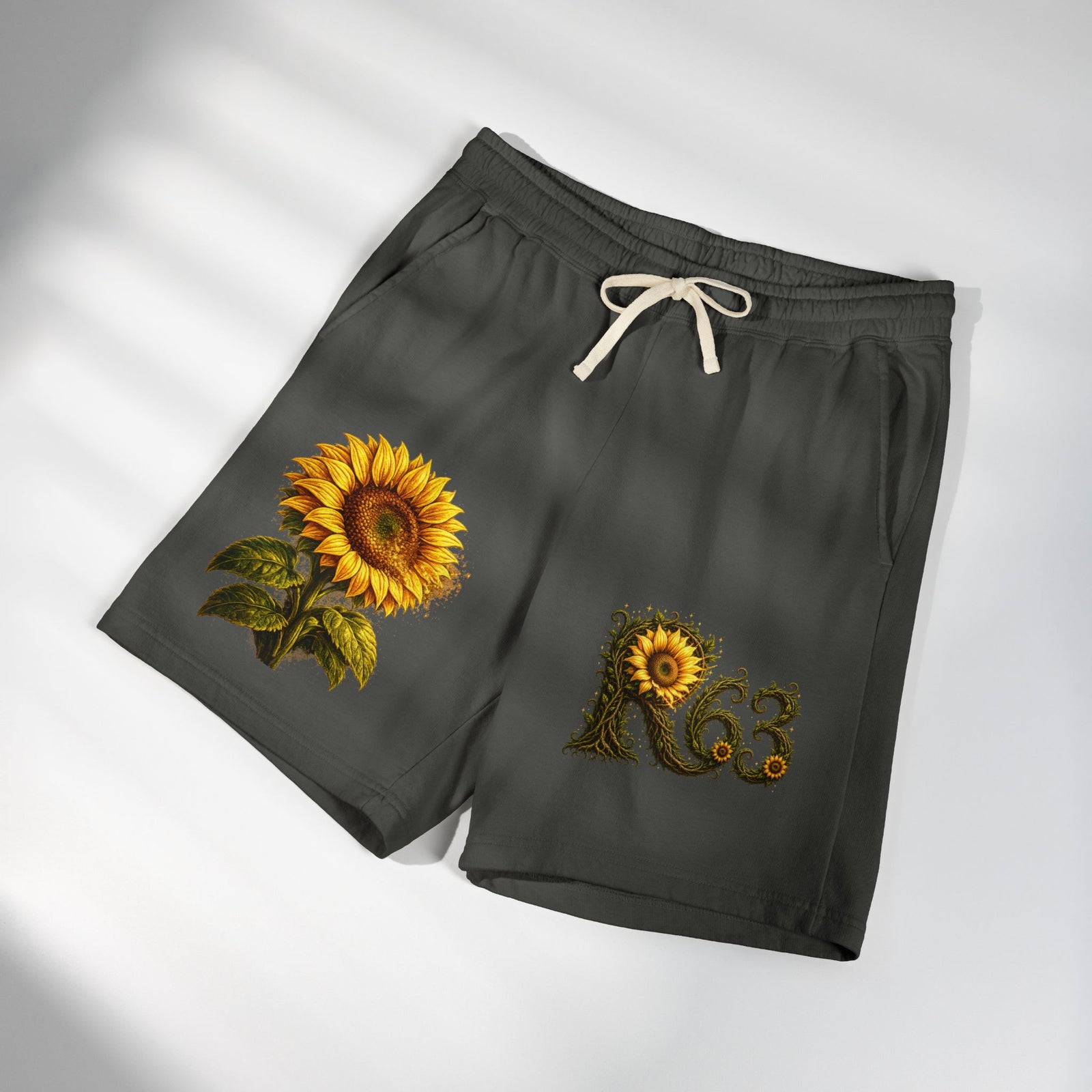 Sunflower Bee Fleece Sweat Shorts — Garment-Dyed Lightweight Lounge Shorts