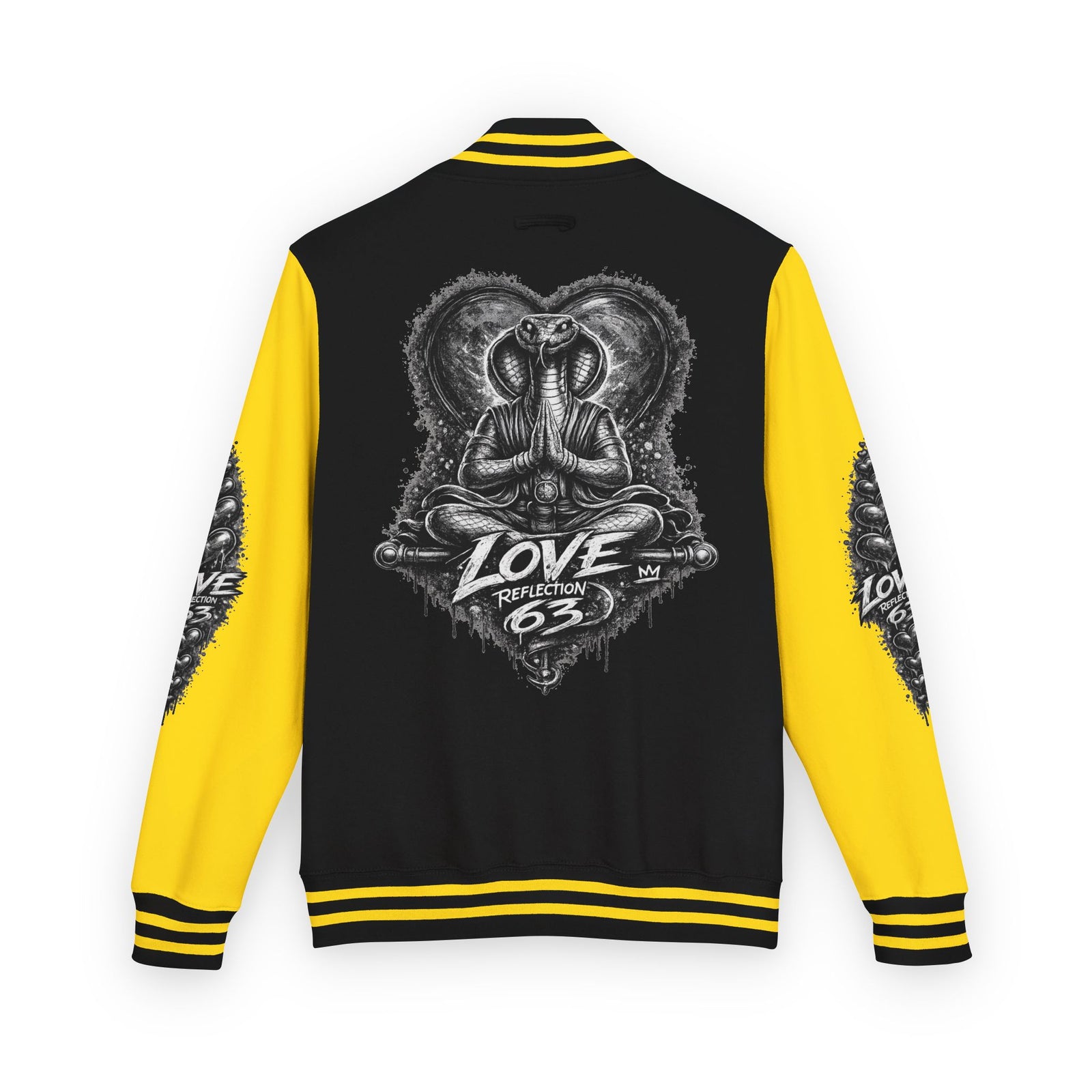 Letterman Jacket — Retro 'Love Reflection 63' Snake Heart Embroidered Design