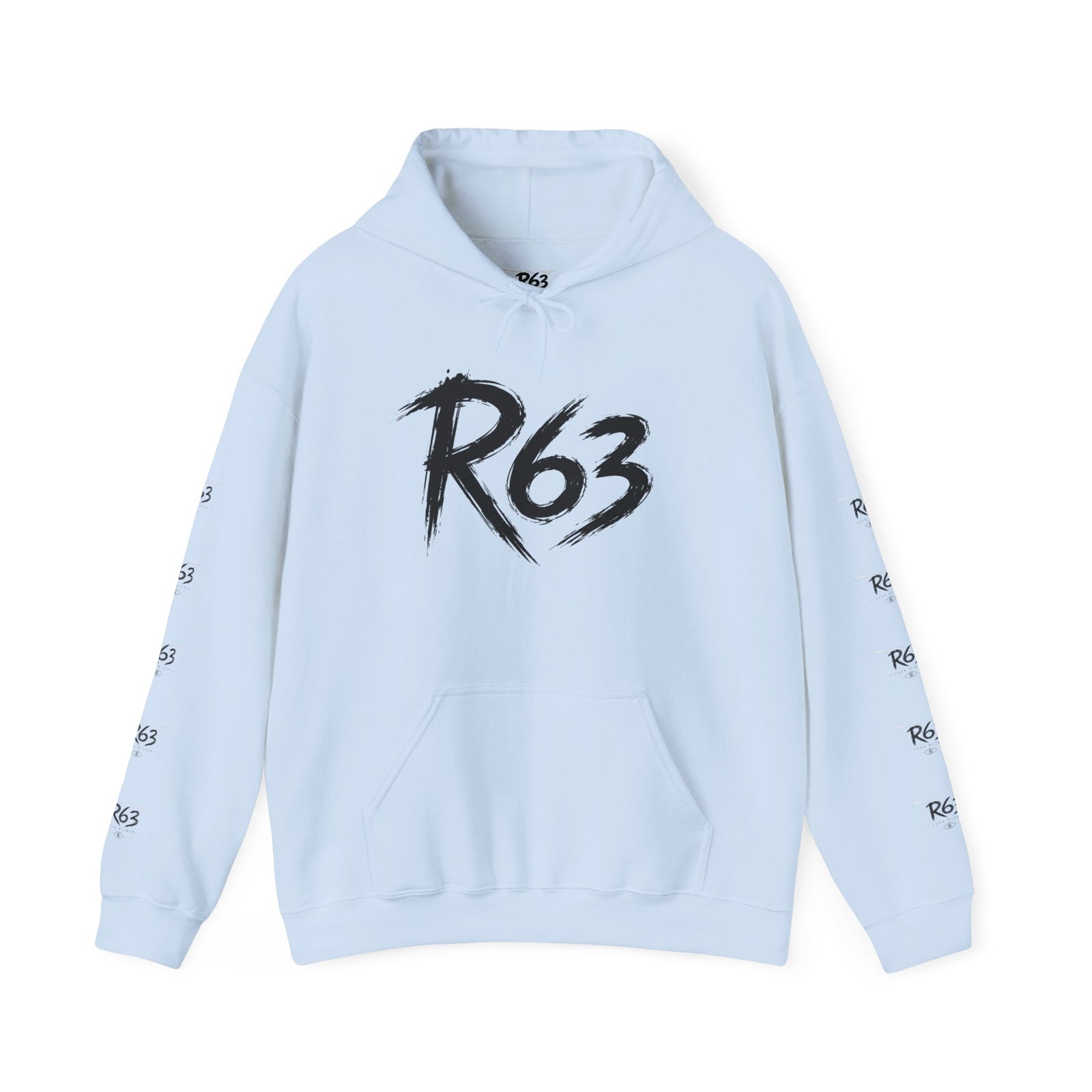 R63 Graphic Hoodie — Reflective Souls Back Print, Sleeve Logo Streetwear