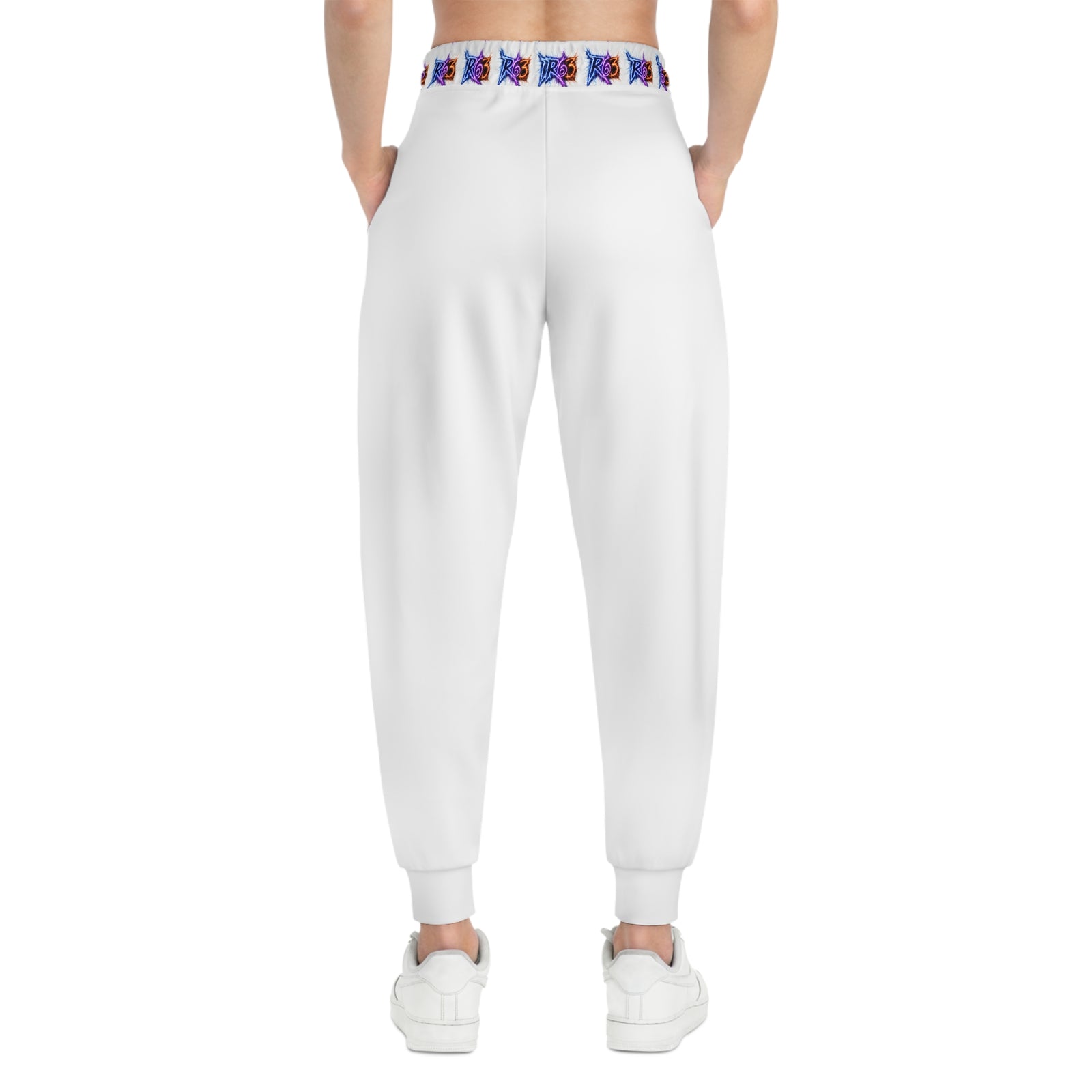 R63 Lightning Graphic Joggers — White All-Over Print Athletic Pants
