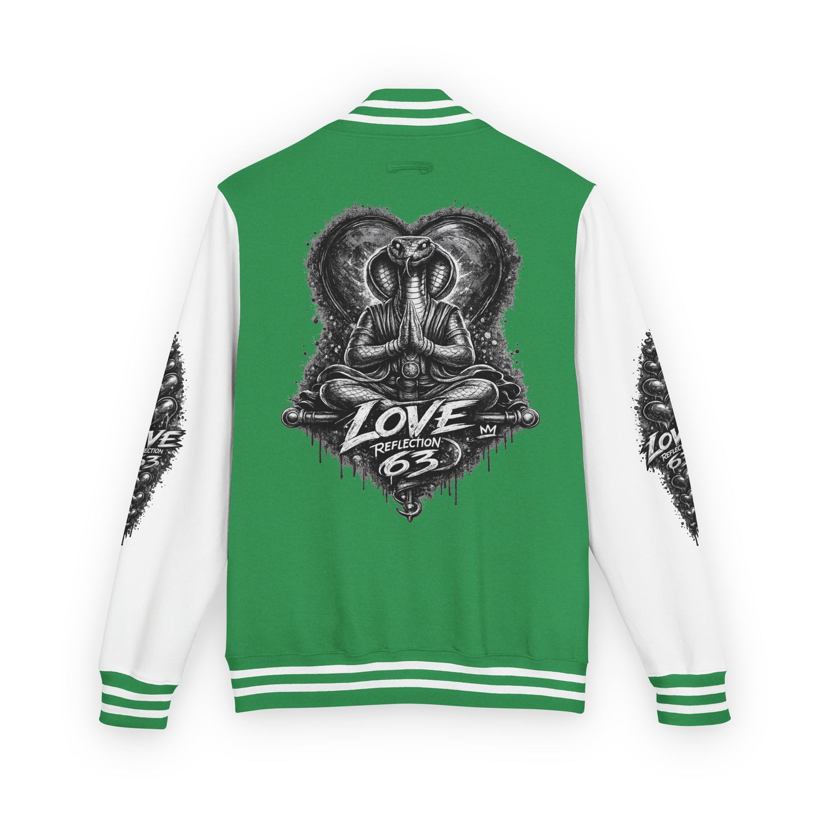 Letterman Jacket — Retro 'Love Reflection 63' Snake Heart Embroidered Design