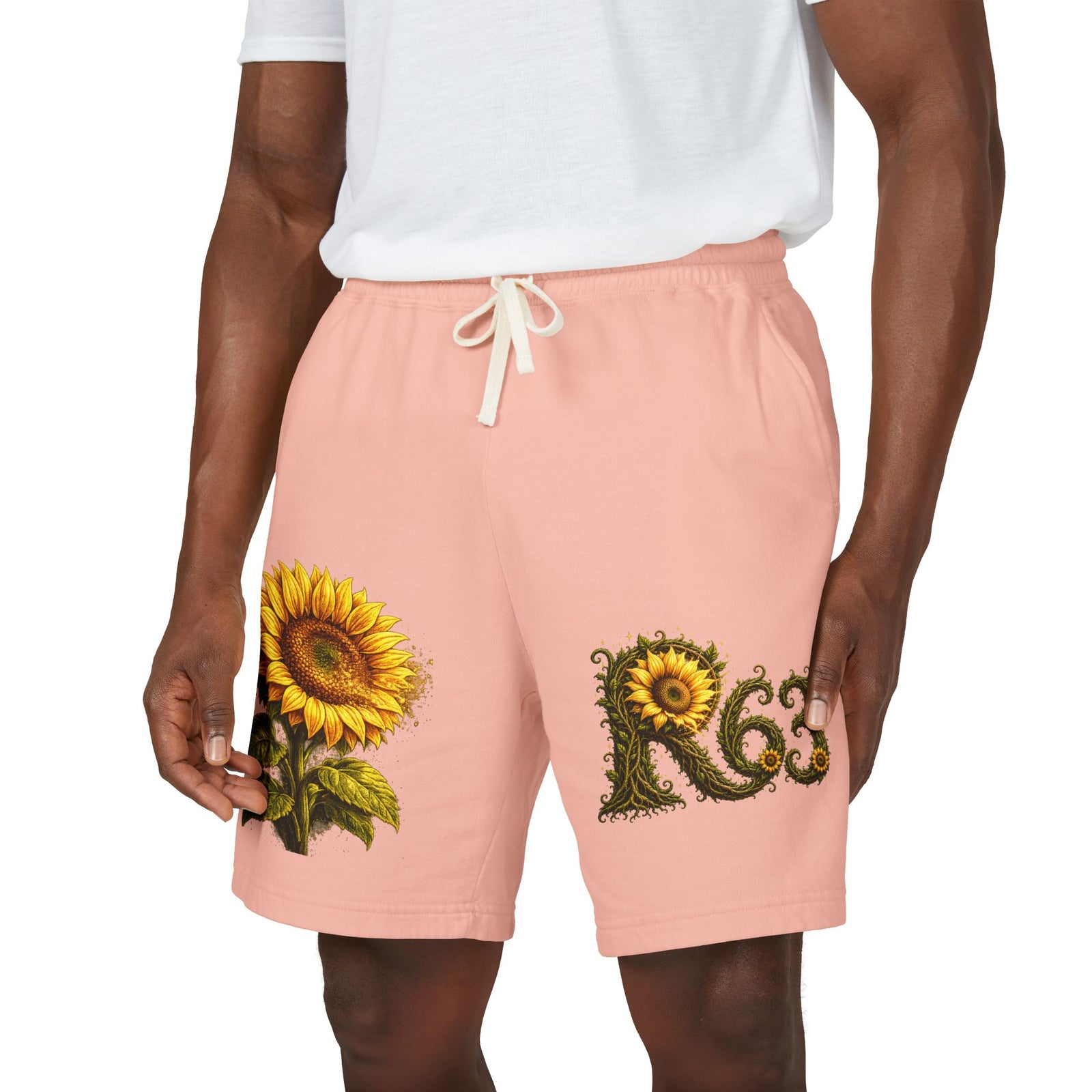 Sunflower Bee Fleece Sweat Shorts — Garment-Dyed Lightweight Lounge Shorts