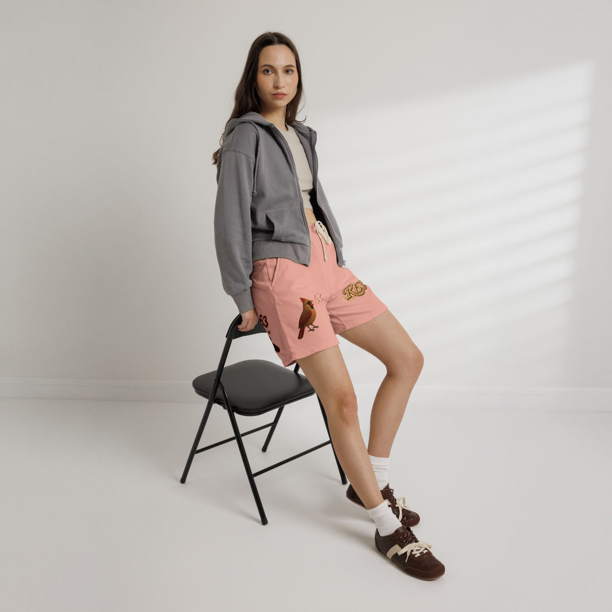 Cardinal '63 Fleece Sweat Shorts — Vintage Bird Graphic Lightweight Lounge Shorts