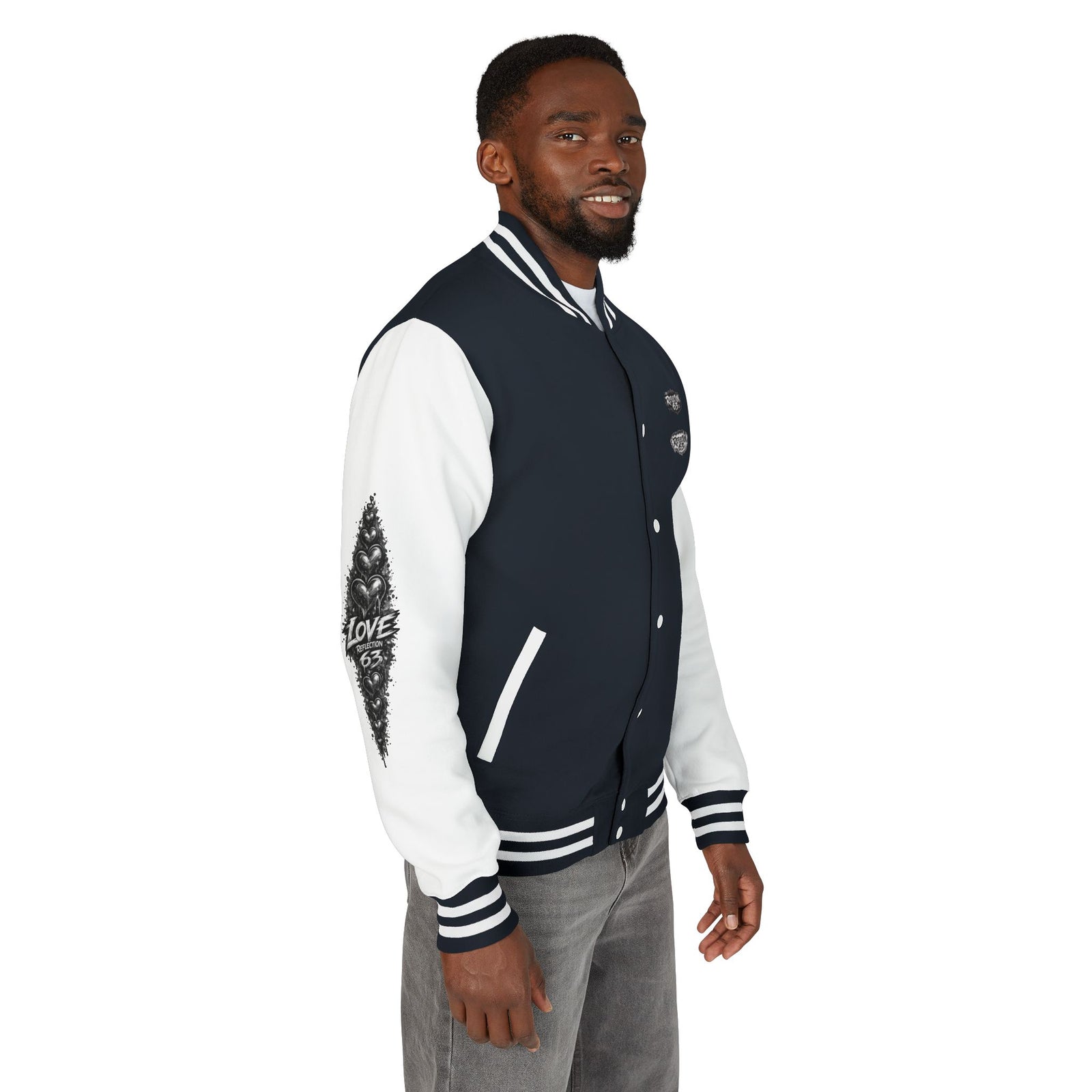 Letterman Jacket — Retro 'Love Reflection 63' Snake Heart Embroidered Design