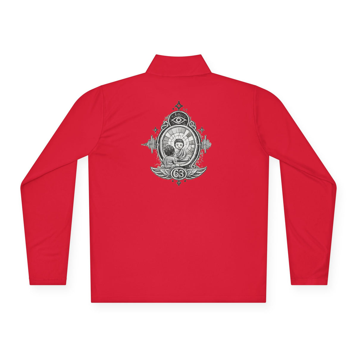 Quarter-Zip Pullover — Vintage Crest Skull Chest & Back Design