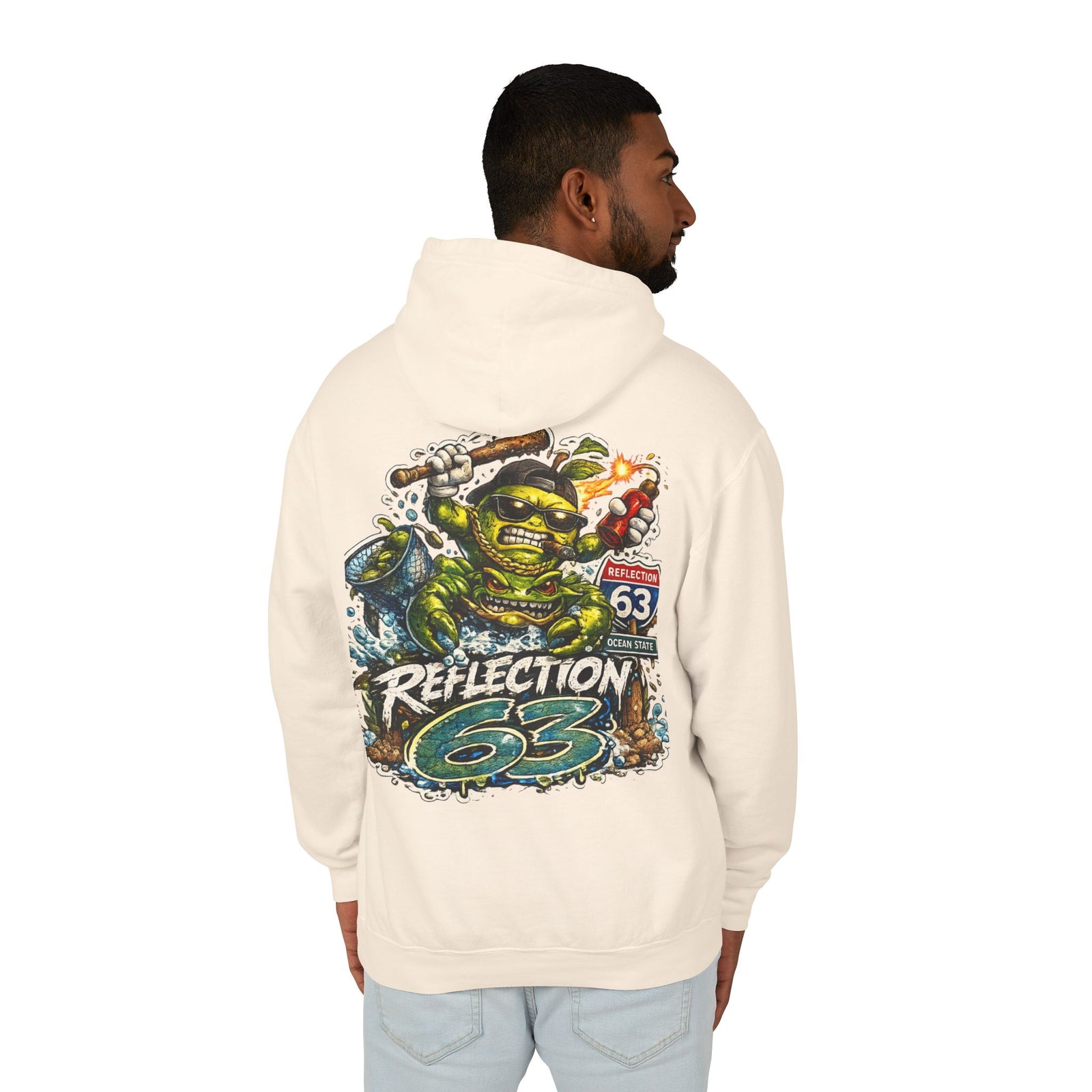 Reflection 63 Ocean State Hoodie — Vintage Surf Monster Graphic Hooded Sweatshirt