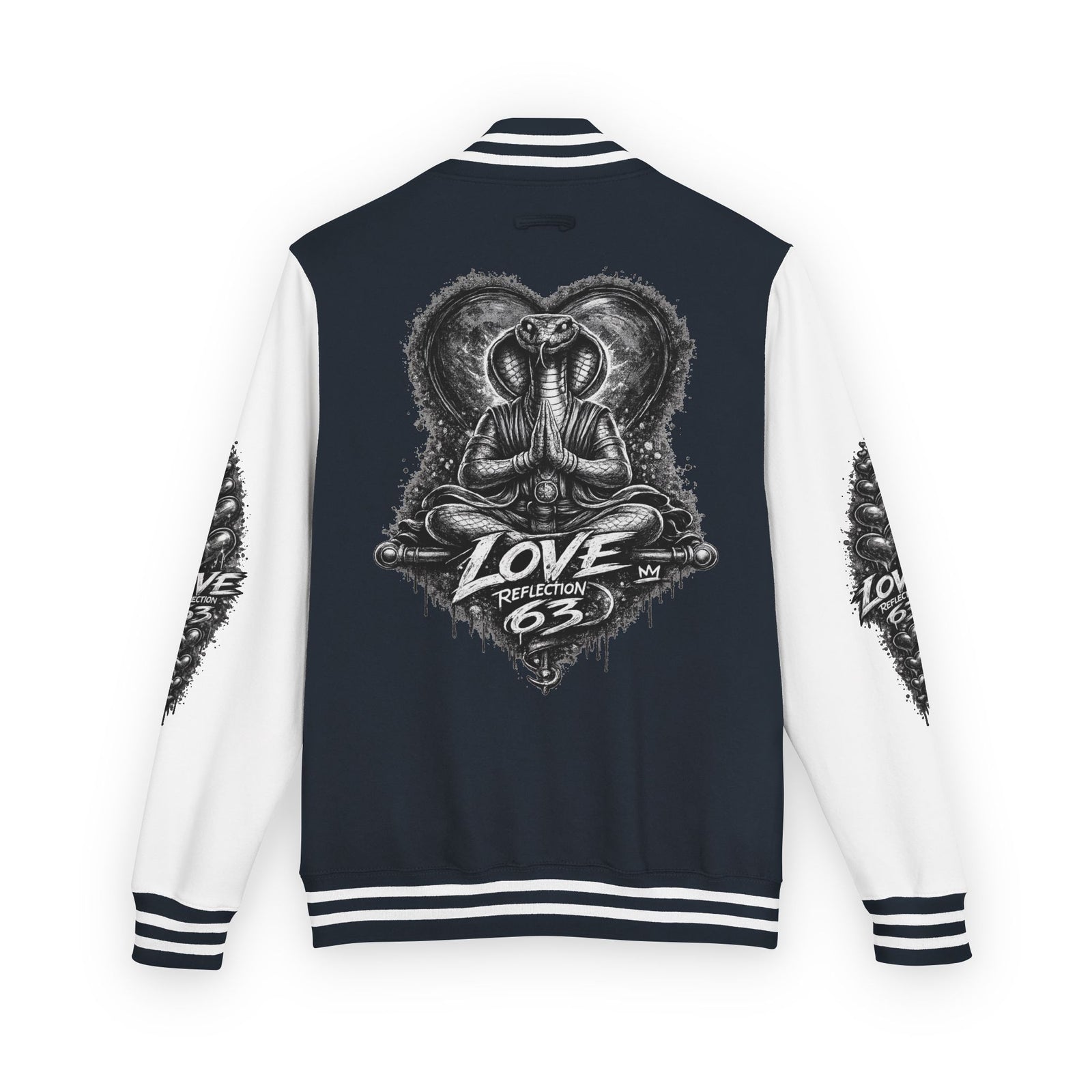 Letterman Jacket — Retro 'Love Reflection 63' Snake Heart Embroidered Design