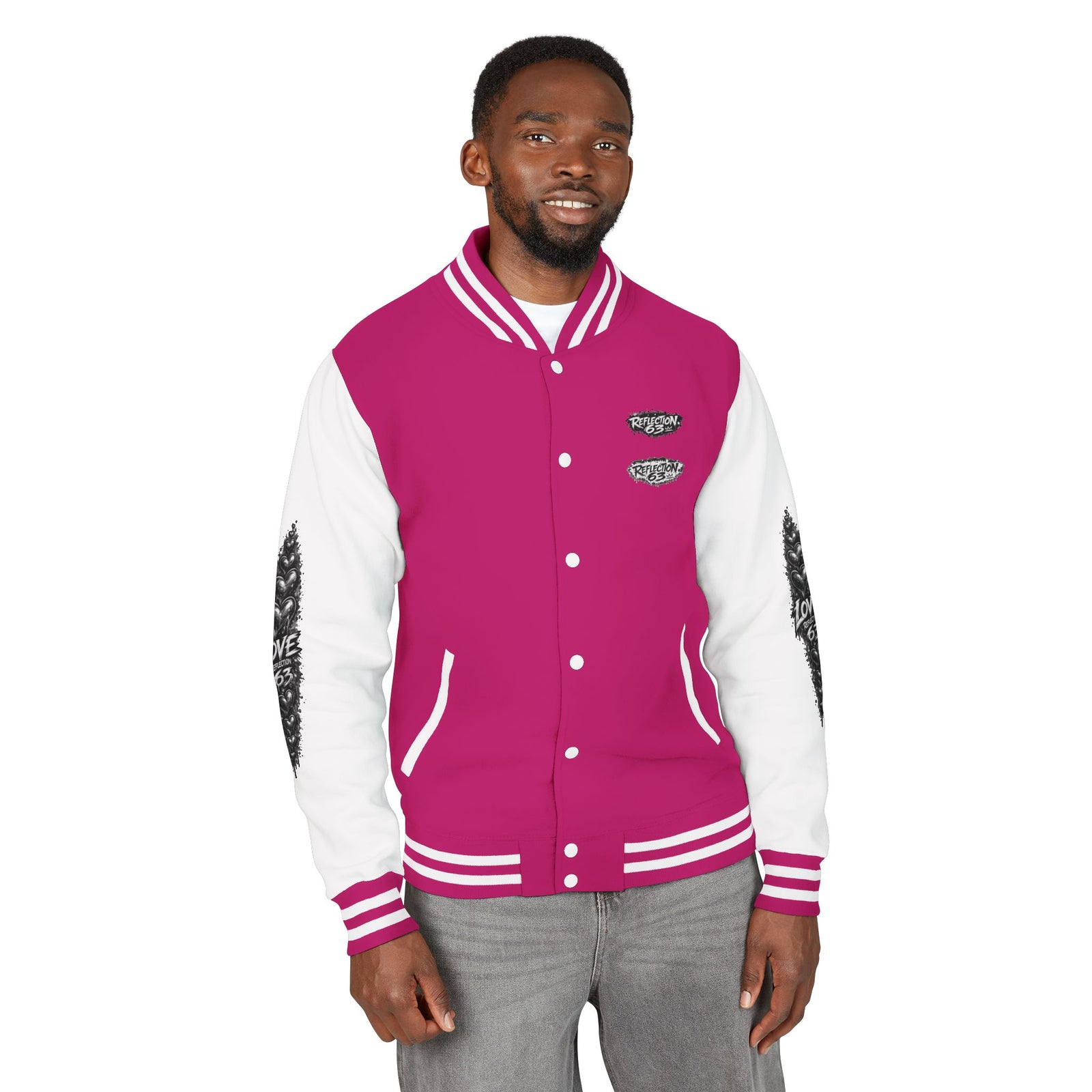 Letterman Jacket — Retro 'Love Reflection 63' Snake Heart Embroidered Design