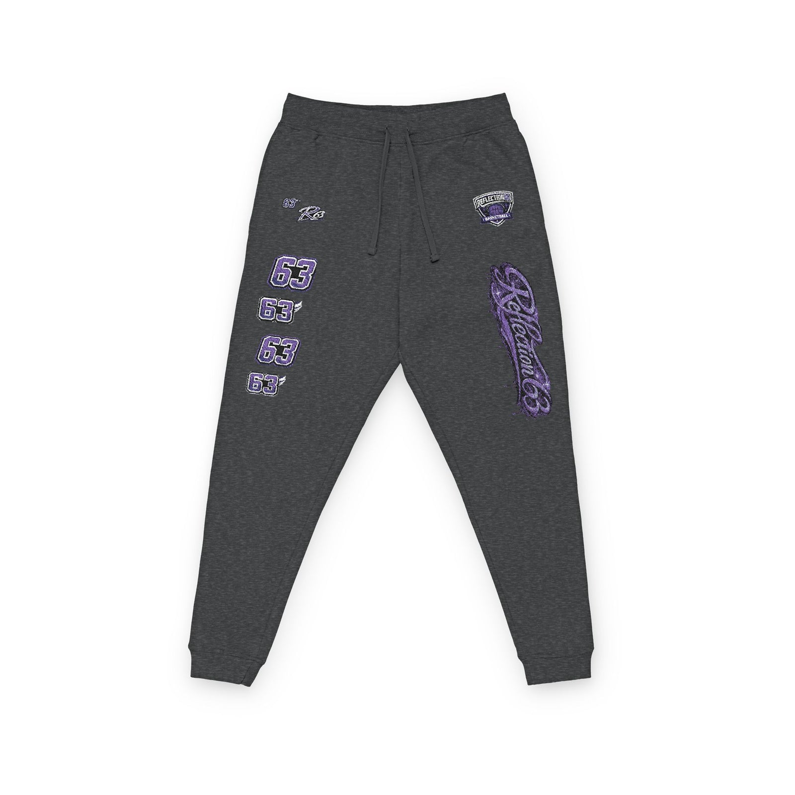 Embroidered Purple Crystal Joggers — Casual Fleece Sweatpants