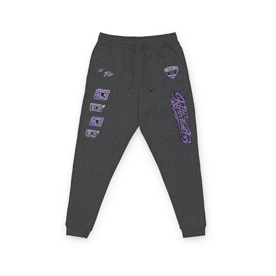 Embroidered Purple Crystal Joggers — Casual Fleece Sweatpants